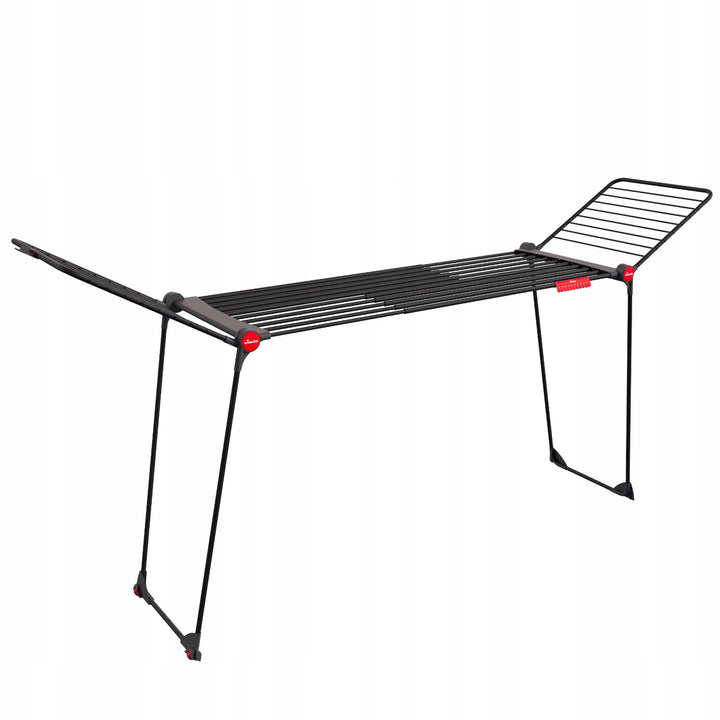 Vileda Infinity Flex Ultimate wasdroger, kleur zwart, tot 30 m droogoppervlak, uitschuifbaar, verhoogd frame, wasgoedhaken, ingebouwde wieltjes, 179620