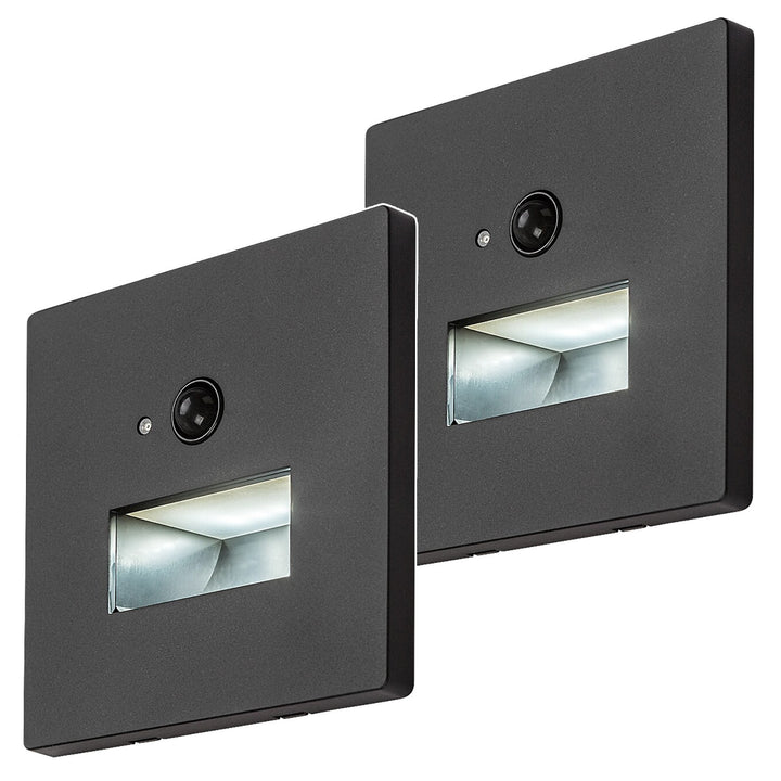Lunca LED-lamp 1 W IP20 zwart 3000, 4500, 6500 K bewegingssensor, lichtsensor, 77197, 2 stuks