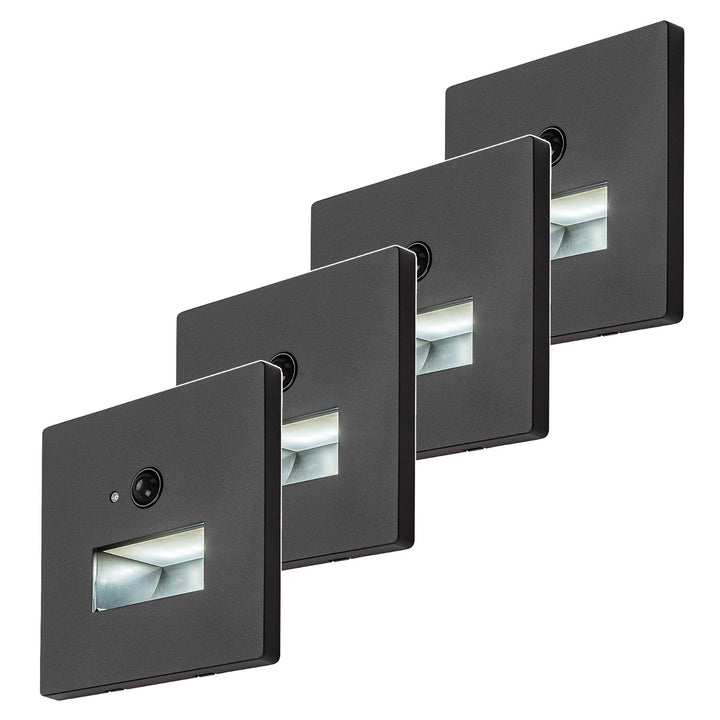 Lunca LED-lamp 1 W IP20 zwart 3000, 4500, 6500 K bewegingssensor, lichtsensor, 77197, 4 stuks
