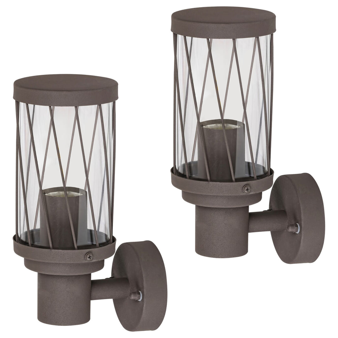 Rabalux Budapest buitenwandlamp, IP44, kleur bruin, E27-fitting, max. 40 W, 8888, 2 stuks