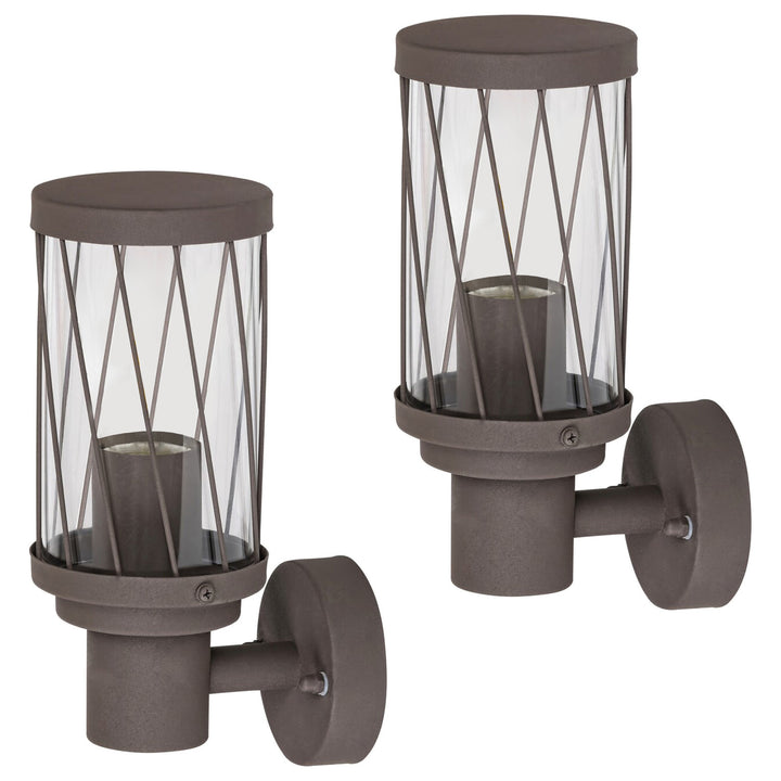 Rabalux Budapest buitenwandlamp, IP44, kleur bruin, E27-fitting, max. 40 W, 8888, 2 stuks