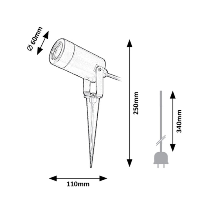 Rabalux Krobia grondlamp, IP65, kleur: zwart, GU10-fitting, max. 4 W, 7814, 2 stuks