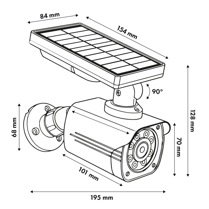 Zonne-energie-imitatiecamera, knipperende LED, bewegingssensor, LED-verlichting, stickers inbegrepen, SOL1800S/B, 2 stuks