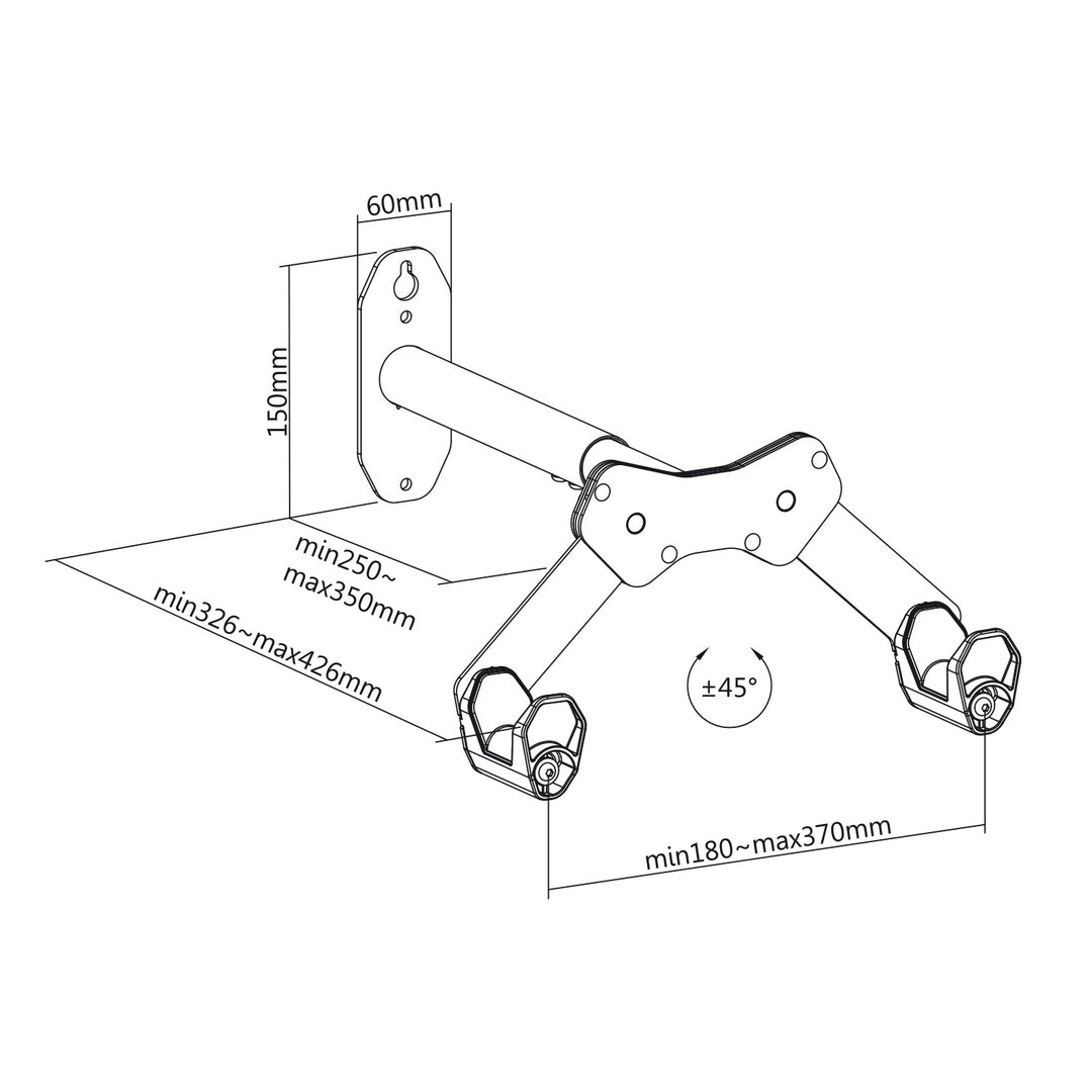 Maclean wandfietsstandaard, max. 25 kg, MC-457, 4 stuks