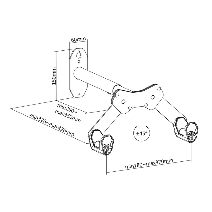 Maclean wandfietsstandaard, max. 25 kg, MC-457, 4 stuks