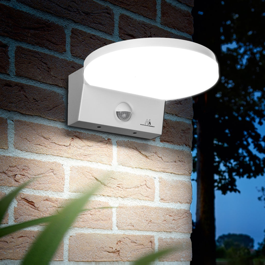 Maclean LED-lamp met bewegingssensor, PIR-bewegingssensor, kleur: wit, 15 W, IP65, 1560 lm, neutraal wit (4000 K) MCE344 W, 2 stuks