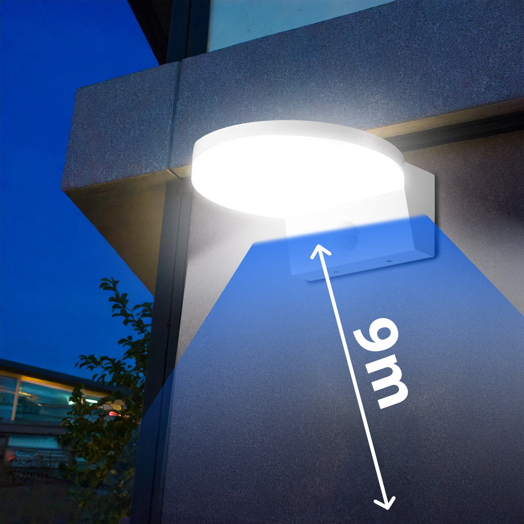 Maclean LED-lamp met bewegingssensor, PIR-bewegingssensor, kleur: wit, 15 W, IP65, 1560 lm, neutraal wit (4000 K) MCE344 W, 2 stuks