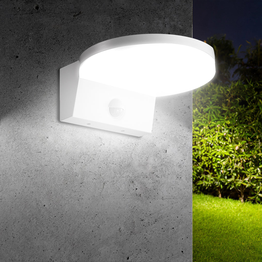 Maclean LED-lamp met bewegingssensor, PIR-bewegingssensor, kleur: wit, 15 W, IP65, 1560 lm, neutraal wit (4000 K) MCE344 W, 2 stuks