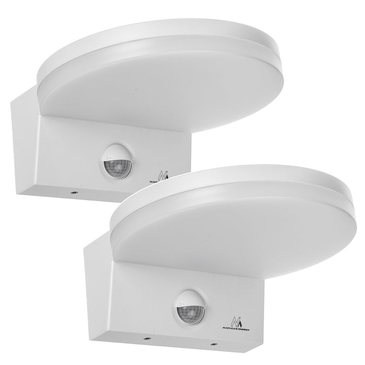 Maclean LED-lamp met bewegingssensor, PIR-bewegingssensor, kleur: wit, 15 W, IP65, 1560 lm, neutraal wit (4000 K) MCE344 W, 2 stuks