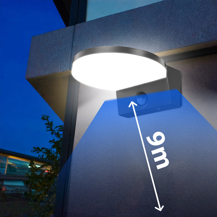 Maclean LED-lamp met bewegingssensor, PIR-bewegingssensor, kleur grijs, 15 W, IP65, 1560 lm, neutraal wit (4000 K) MCE344 GR, 2 stuks