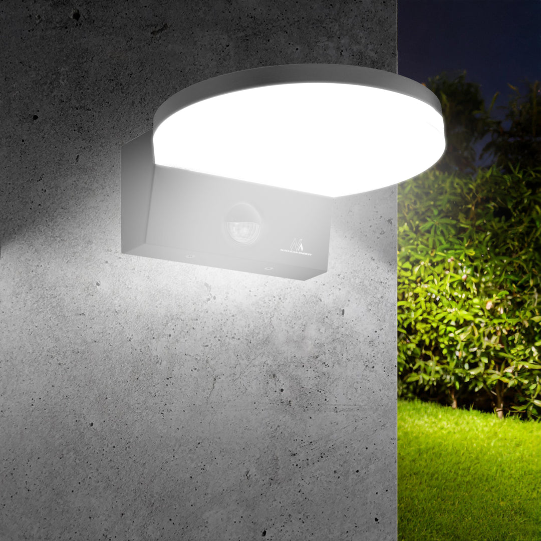 Maclean LED-lamp met bewegingssensor, PIR-bewegingssensor, kleur grijs, 15 W, IP65, 1560 lm, neutraal wit (4000 K) MCE344 GR, 2 stuks