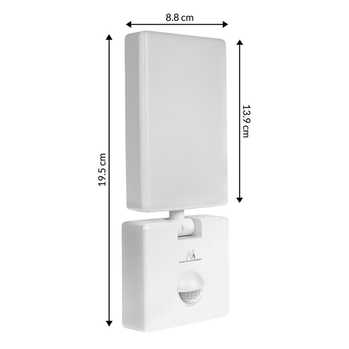 Maclean LED-lamp met bewegingssensor, PIR-bewegingssensor, kleur: wit, 10 W, IP65, 800 lm, neutraal wit (4000 K) MCE516 W, 2 stuks