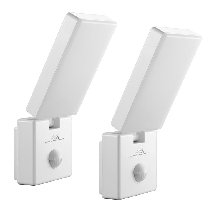 Maclean LED-lamp met bewegingssensor, PIR-bewegingssensor, kleur: wit, 10 W, IP65, 800 lm, neutraal wit (4000 K) MCE516 W, 2 stuks