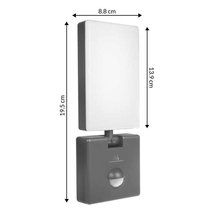 Maclean LED-lamp met bewegingssensor, PIR-bewegingssensor, kleur grijs, 10 W, IP65, 800 lm, neutraal wit (4000 K) MCE516 GR, 2 stuks