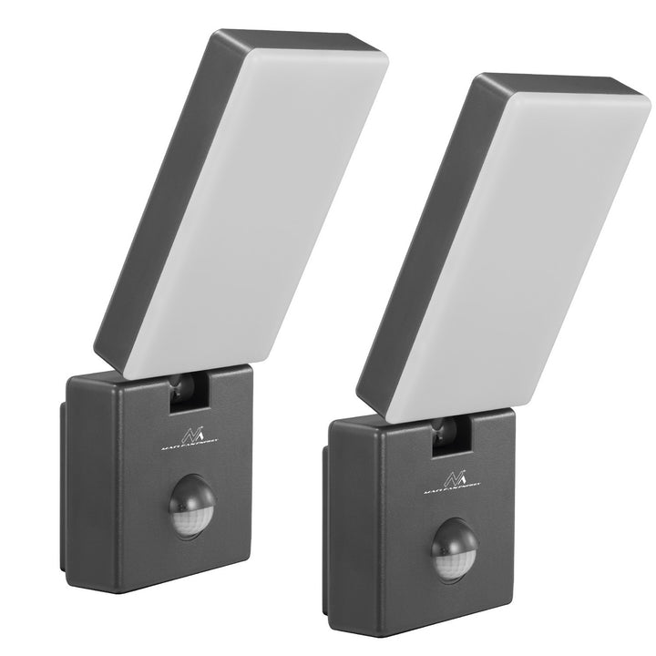 Maclean LED-lamp met bewegingssensor, PIR-bewegingssensor, kleur grijs, 10 W, IP65, 800 lm, neutraal wit (4000 K) MCE516 GR, 2 stuks