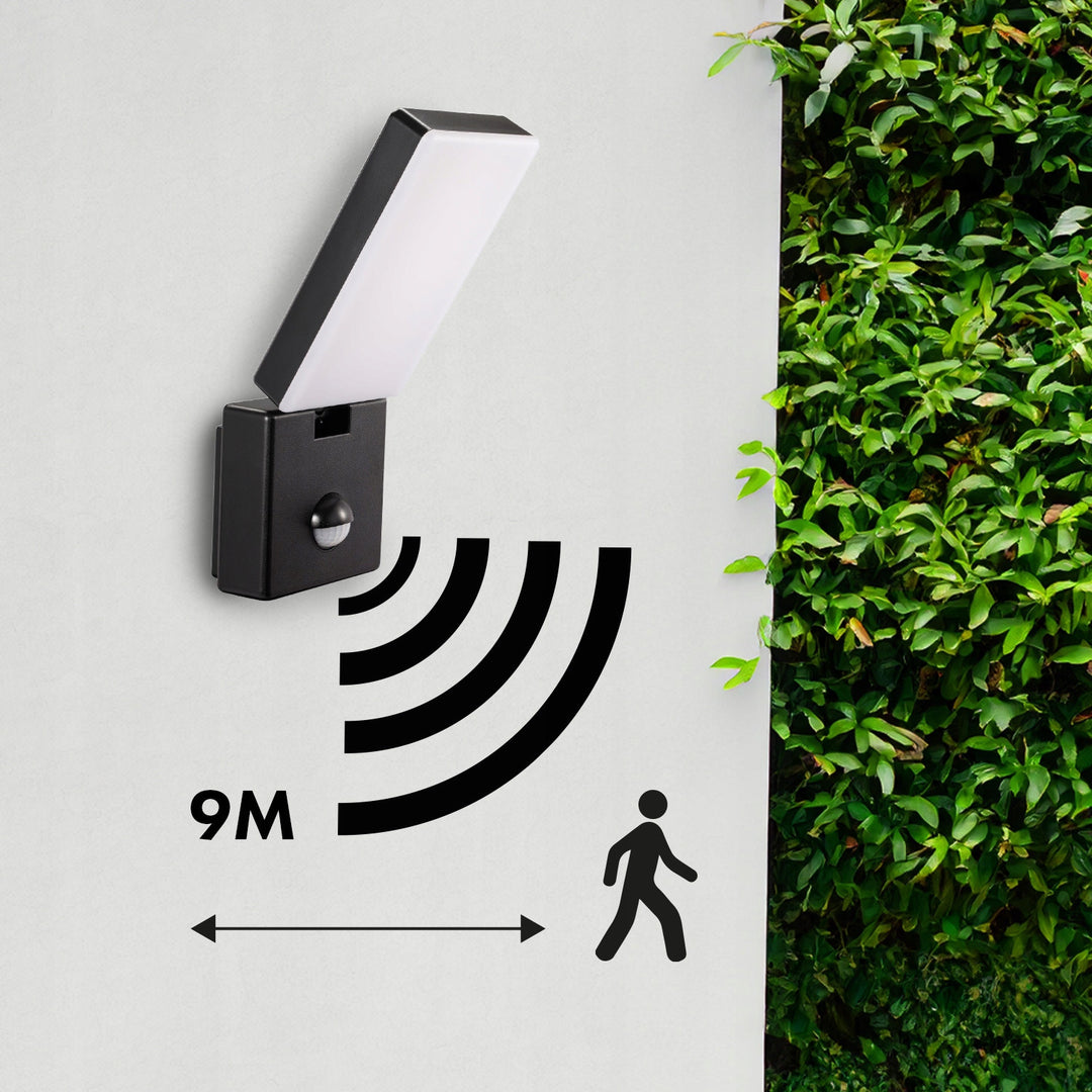 Maclean LED-lamp met bewegingssensor, PIR-bewegingssensor, kleur: zwart, 10 W, IP65, 800 lm, neutraal wit (4000 K) MCE516 B, 2 stuks