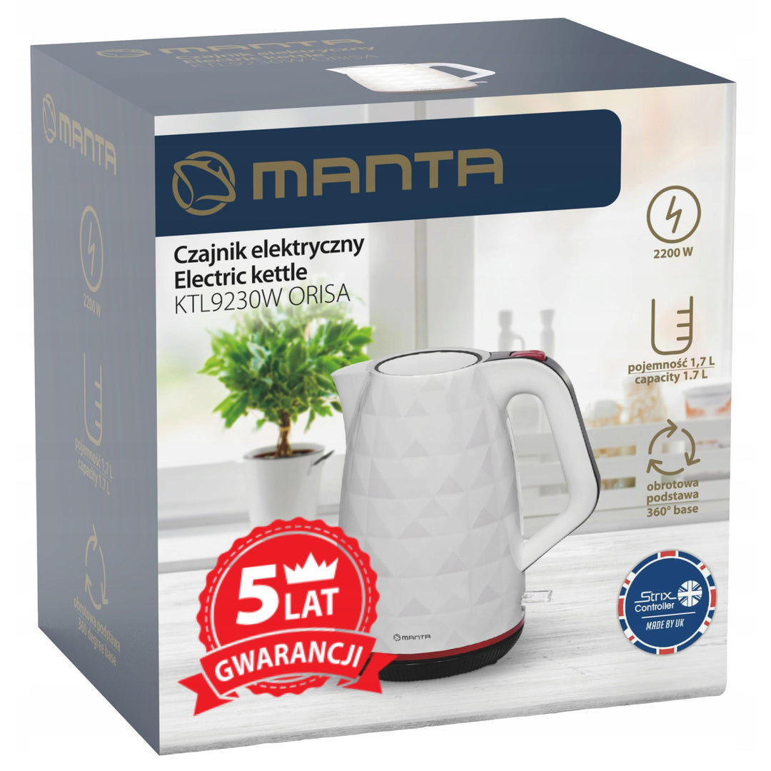 Manta ORISA draadloze waterkoker 1,7 l 2200 W wit