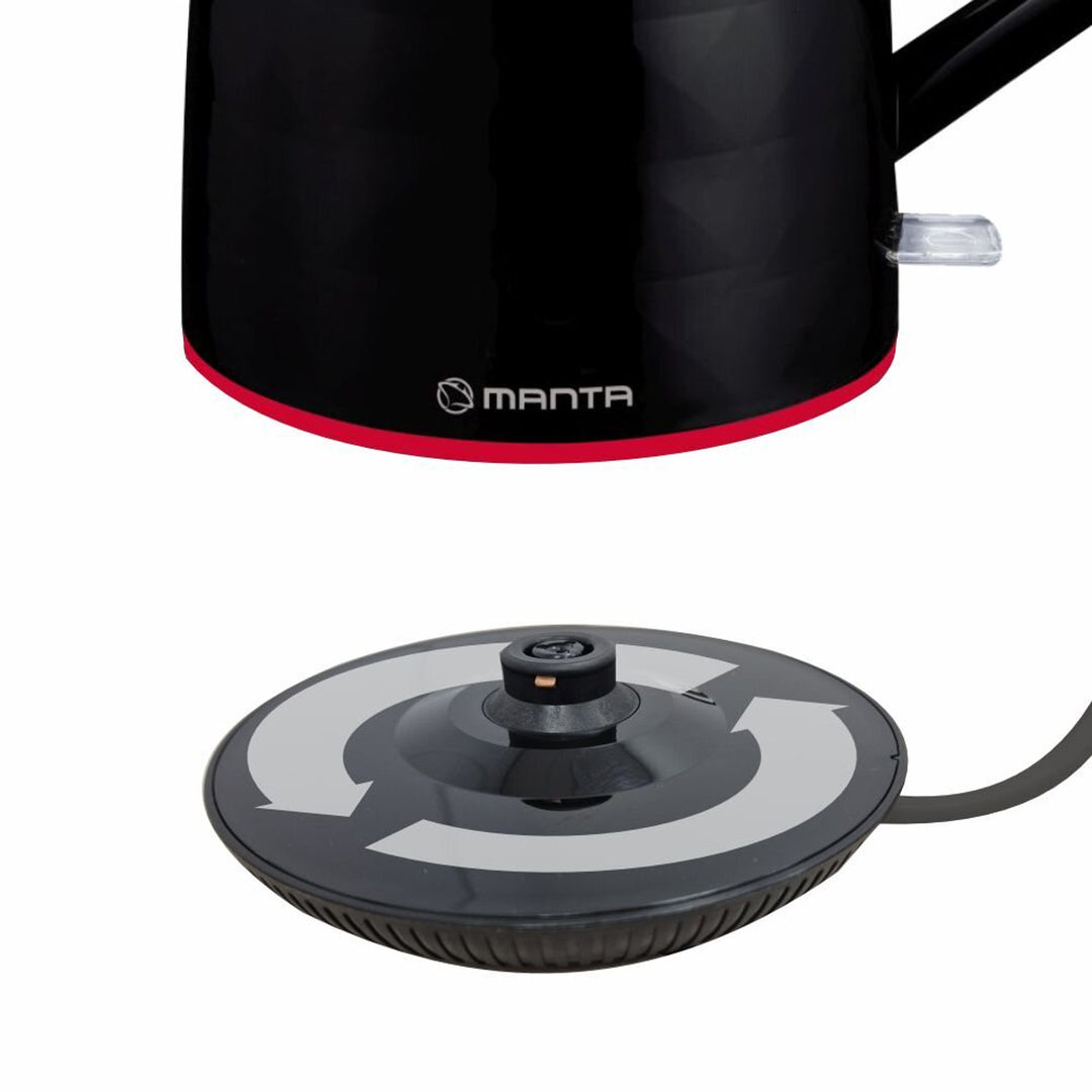 Manta ORISA draadloze waterkoker, 1,7 l, 2200 W, zwart