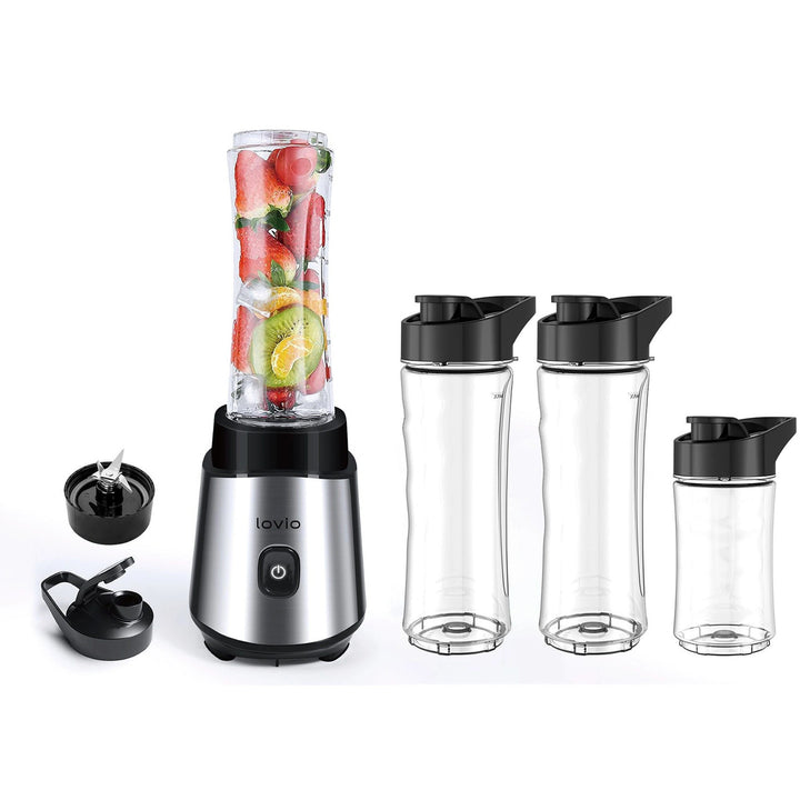 LOVIO LVJBL001 staafmixer, vermogen 500 W, glazen beker van 600 ml, 3 flessen