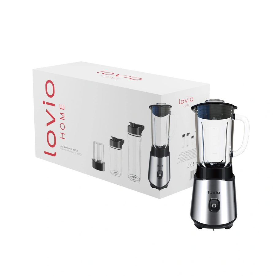 LOVIO LVJBL001 staafmixer, vermogen 500 W, glazen beker van 600 ml, 3 flessen