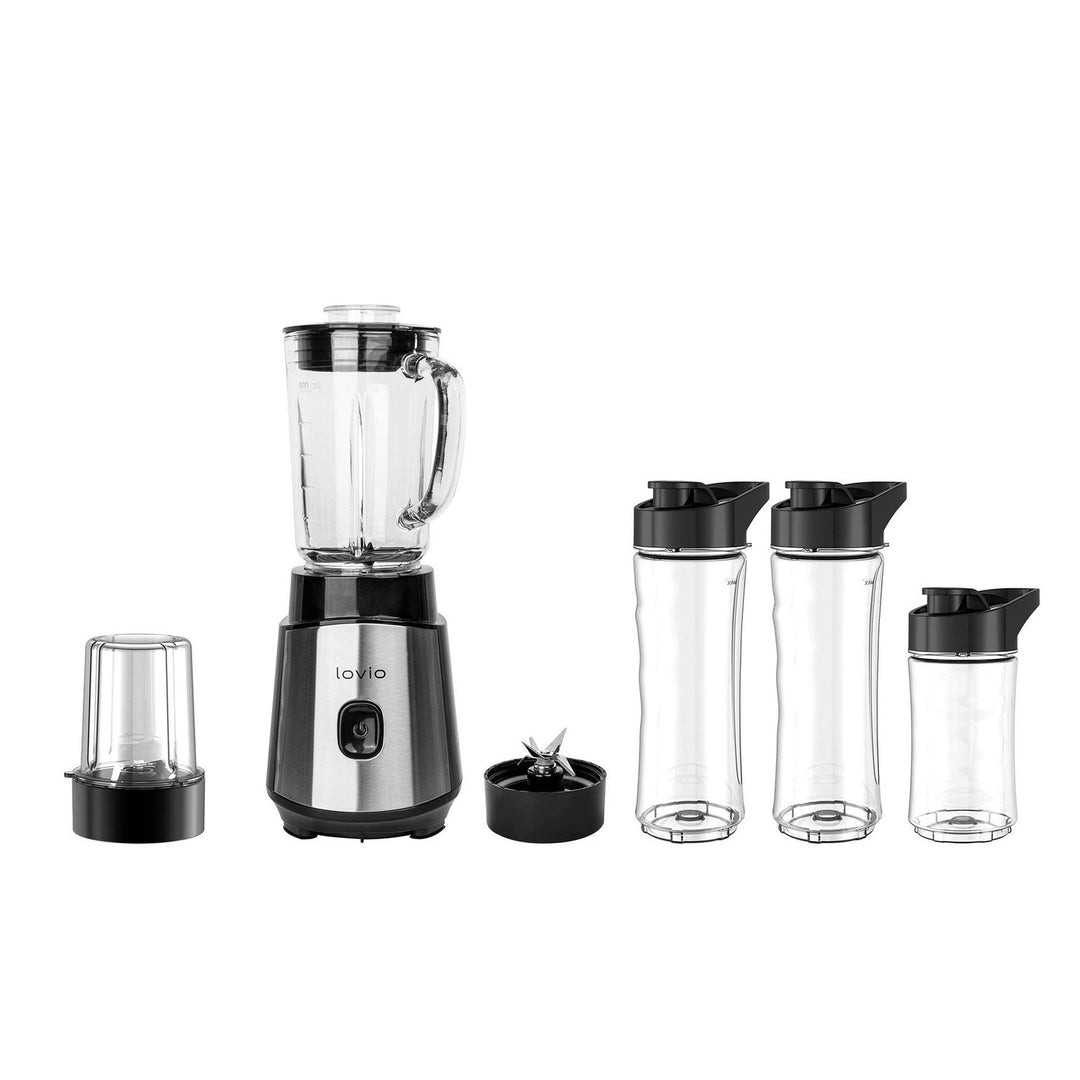 LOVIO LVJBL001 staafmixer, vermogen 500 W, glazen beker van 600 ml, 3 flessen