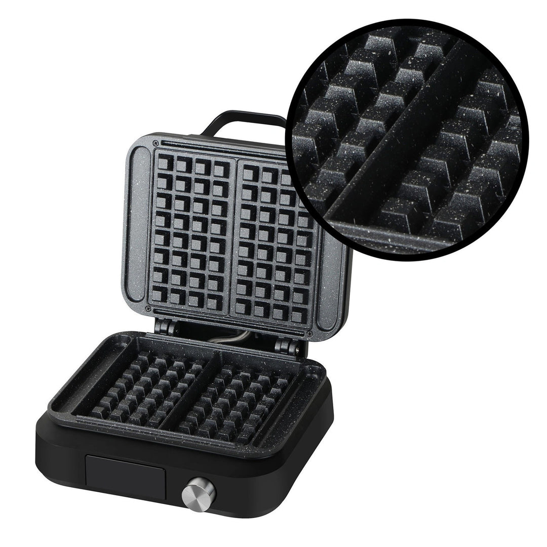LOVIO PerfectCrisp-wafelijzer, 2 grote wafels, 1500 W, 6 bakstanden, LVWF002BK
