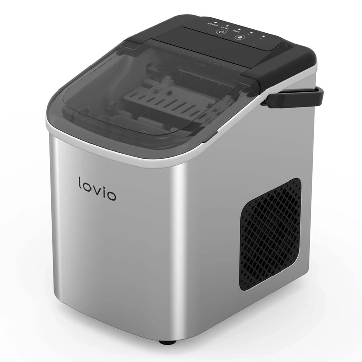 Lovio Crystal Ice ijsblokjesmachine voor thuisgebruik, roestvrij staal, zilverkleurig, snel ijs