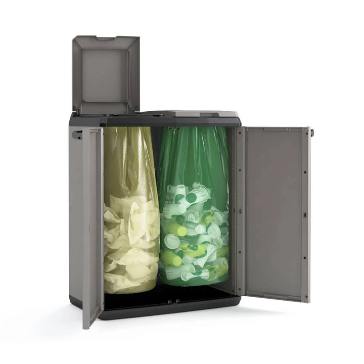 Keter-afvalkast, inhoud 2x110 l, handmatig te openen deksel, geschikt voor gebruik buitenshuis, 241065