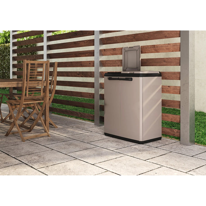 Keter-afvalkast, inhoud 2x110 l, handmatig te openen deksel, geschikt voor gebruik buitenshuis, 241065