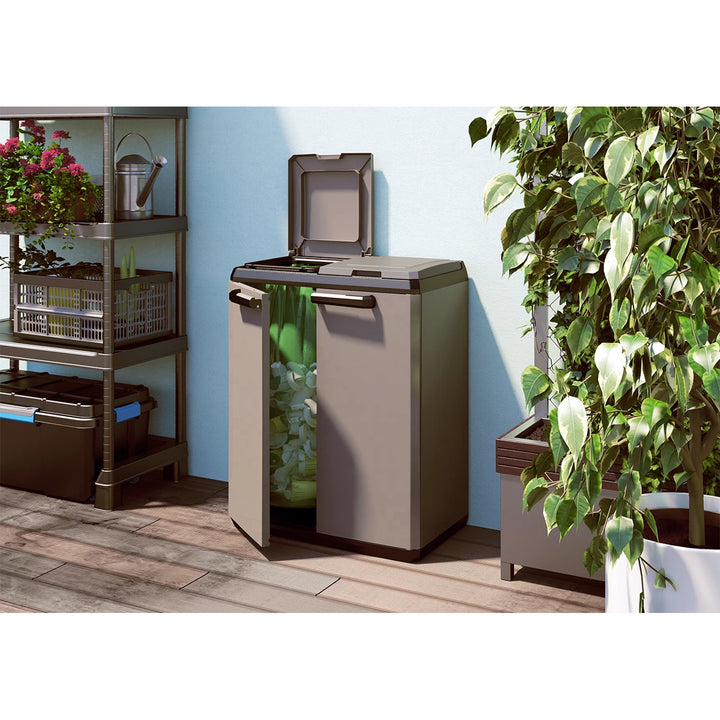 Keter-afvalkast, inhoud 2x110 l, handmatig te openen deksel, geschikt voor gebruik buitenshuis, 241065