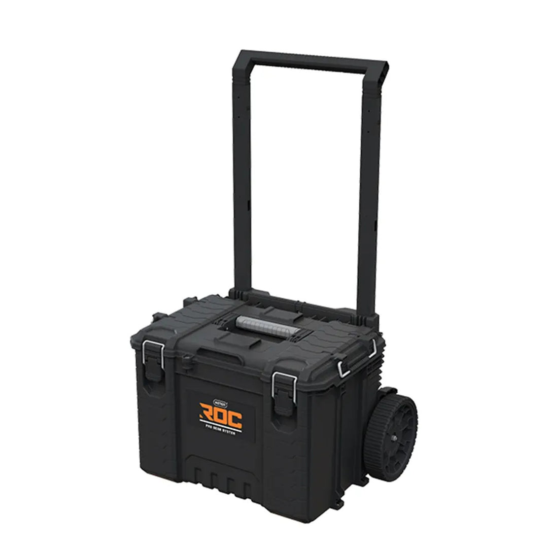 Set van 3 gereedschapskisten Keter ROC Pro Gear 2.0, totale inhoud 110 l, beschermingsklasse IP65, afneembare telescopische handgreep, afsluitbaar met een hangslot, 256982