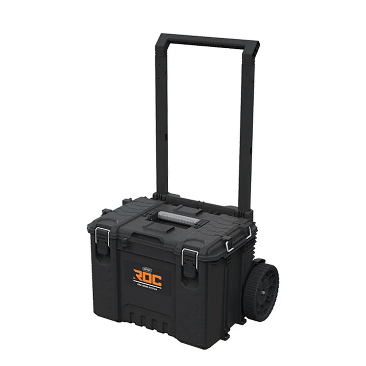 Set van 3 gereedschapskisten Keter ROC Pro Gear 2.0, totale inhoud 110 l, beschermingsklasse IP65, afneembare telescopische handgreep, afsluitbaar met een hangslot, 256982