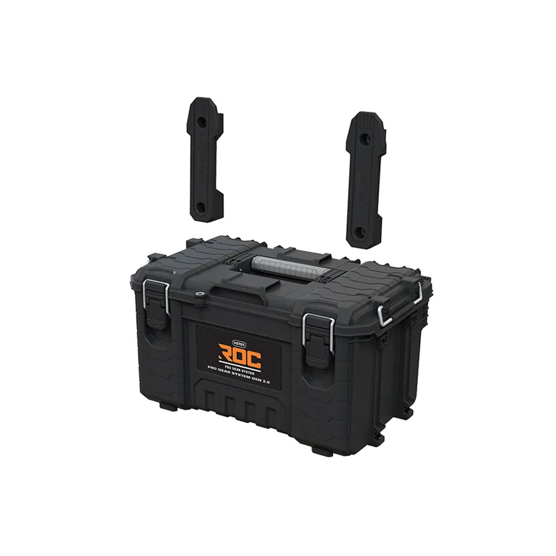 Set van 3 gereedschapskisten Keter ROC Pro Gear 2.0, totale inhoud 110 l, beschermingsklasse IP65, afneembare telescopische handgreep, afsluitbaar met een hangslot, 256982