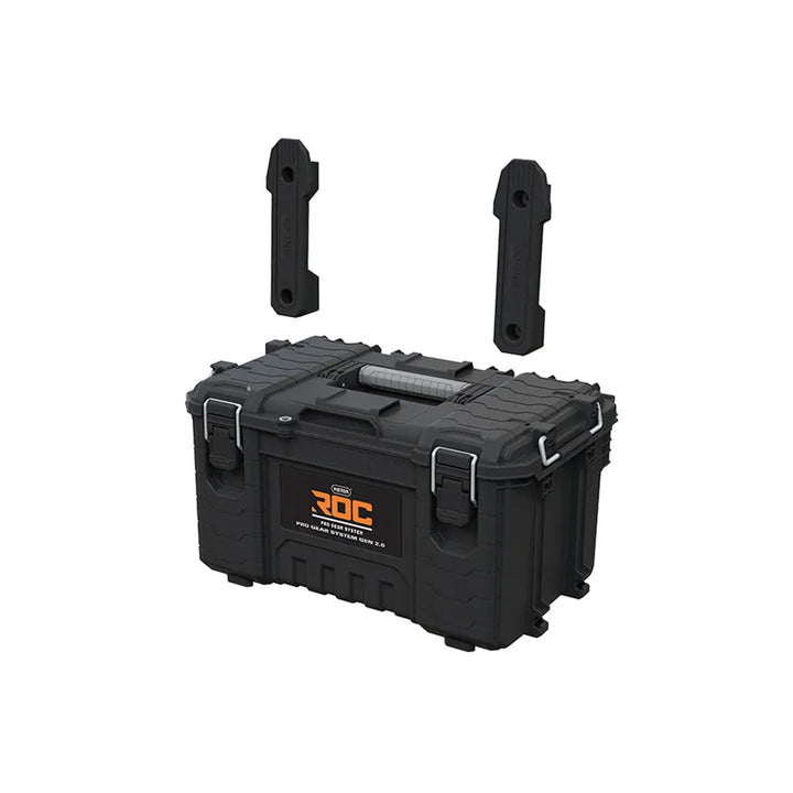Set van 3 gereedschapskisten Keter ROC Pro Gear 2.0, totale inhoud 110 l, beschermingsklasse IP65, afneembare telescopische handgreep, afsluitbaar met een hangslot, 256982