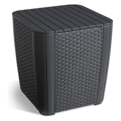 Keter Luzon tuintafel, met opbergruimte, draagvermogen tot 110 kg, weerbestendig, rotanlook, grafietkleurig, 223932