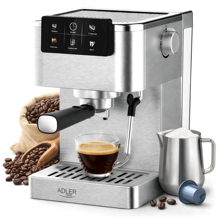 Koffiezetapparaat 20 bar, Thermoblock, melkopschuimer, 5-in-1, Adler AD 4390