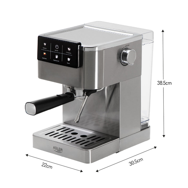 Koffiezetapparaat 20 bar, Thermoblock, melkopschuimer, 5-in-1, Adler AD 4390
