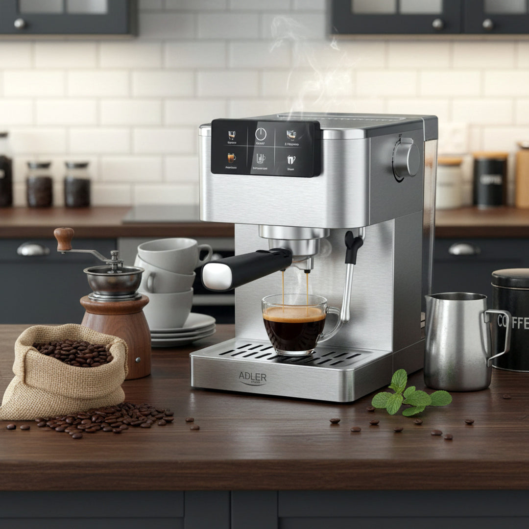 Koffiezetapparaat 20 bar, Thermoblock, melkopschuimer, 5-in-1, Adler AD 4390
