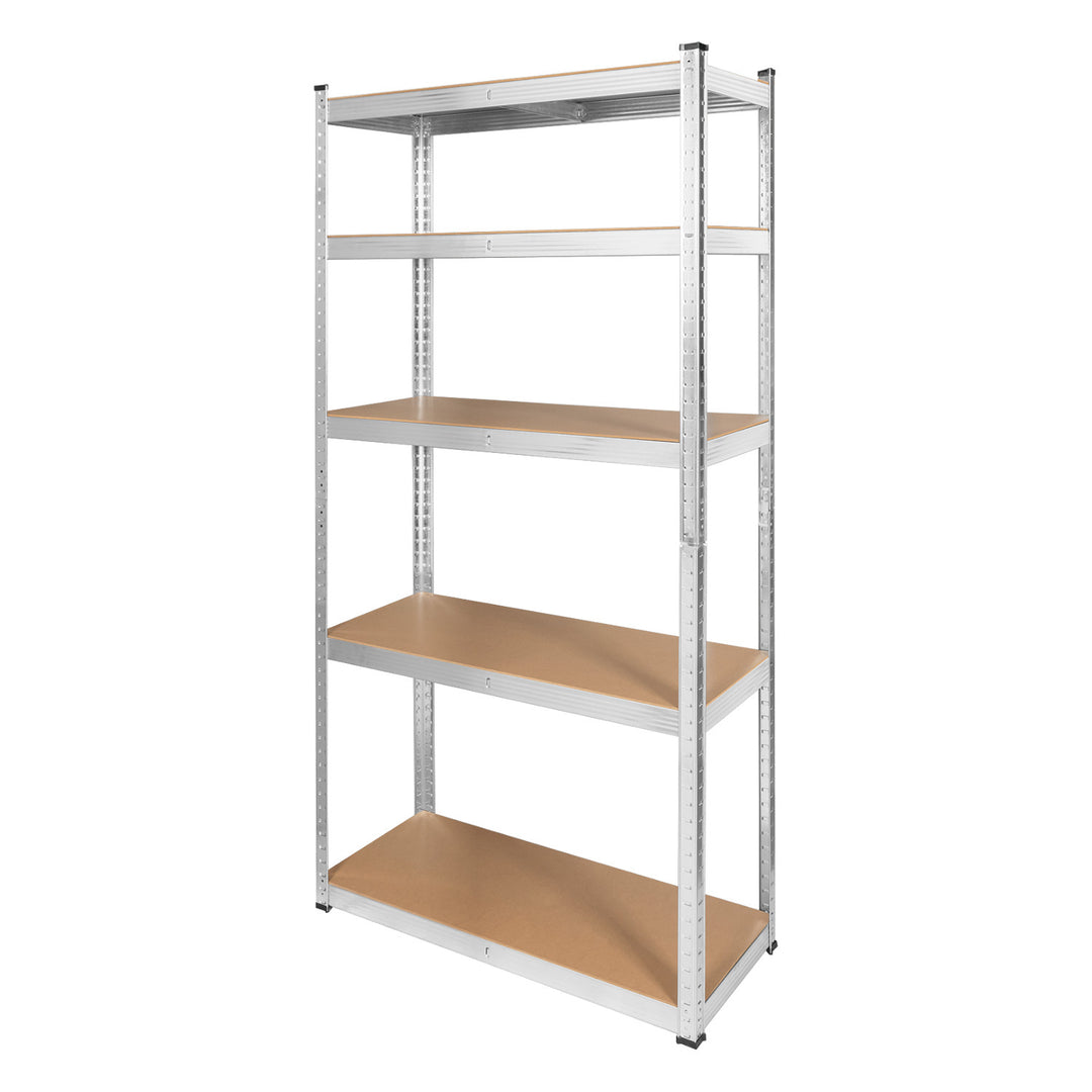 Metalen magazijnrek, 5 legplanken, maximale belasting tot 750 kg, 180x90x40, zilverkleurig, Rebel