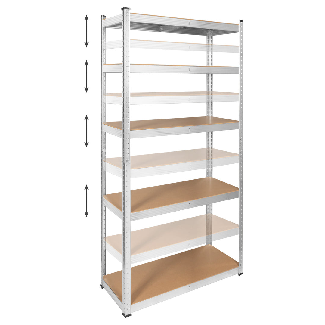 Metalen magazijnrek, 5 legplanken, maximale belasting tot 750 kg, 180x90x40, zilverkleurig, Rebel