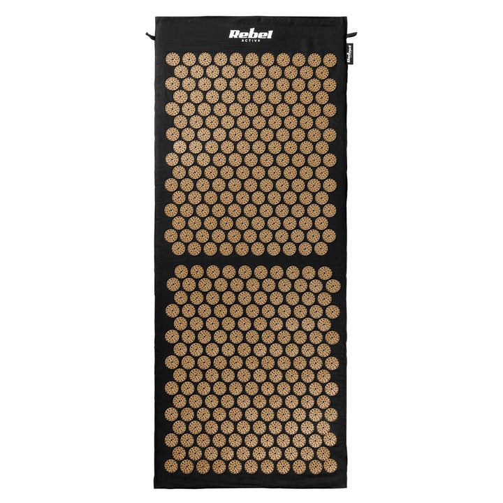 Gezondheidsmat met acupressuurnaalden en kussen, 110 x 42 cm, XL, gouden naalden, Rebel Active