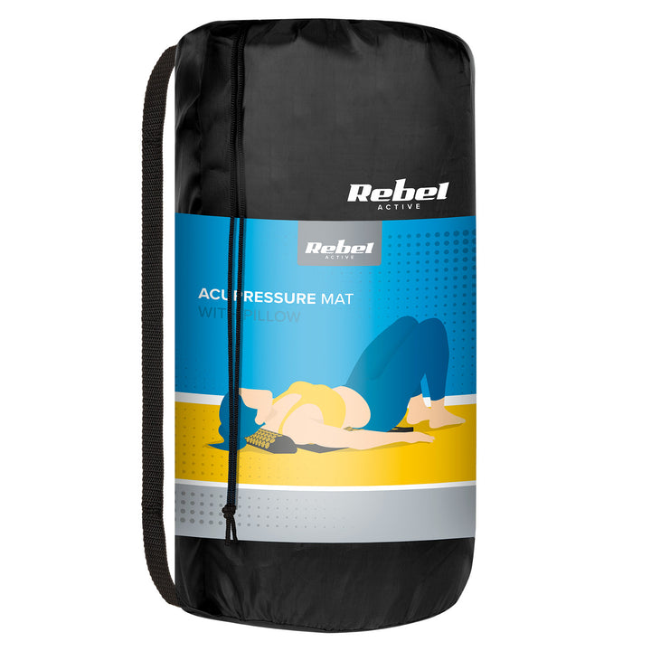 Gezondheidsmat met acupressuurnaalden en kussen, 110 x 42 cm, XL, gouden naalden, Rebel Active
