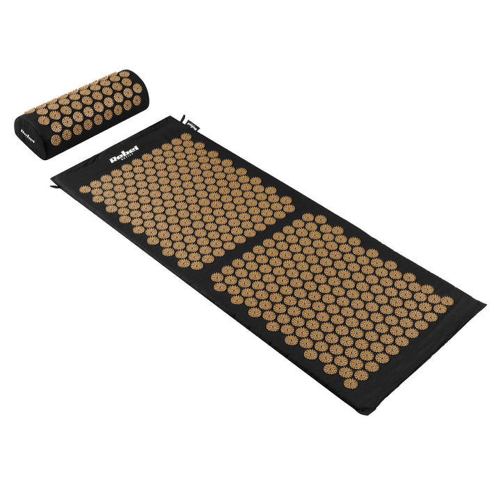 Gezondheidsmat met acupressuurnaalden en kussen, 110 x 42 cm, XL, gouden naalden, Rebel Active