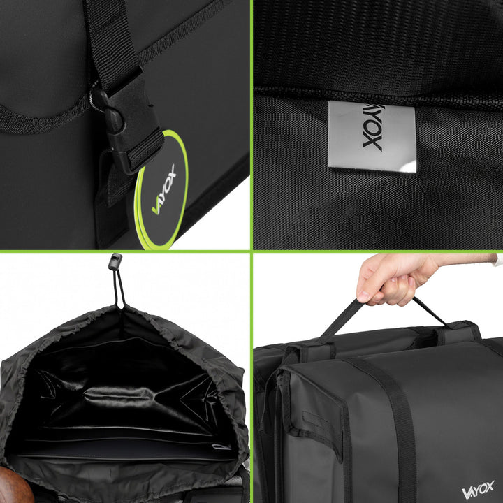 Dubbele PVC-fietstas voor de bagagedrager met handvat, zwart, 40 l, VA0446, Vayox