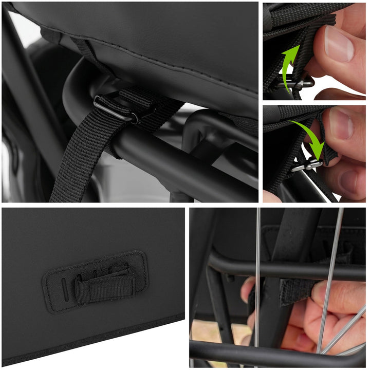 Dubbele PVC-fietstas voor de bagagedrager met handvat, zwart, 40 l, VA0446, Vayox