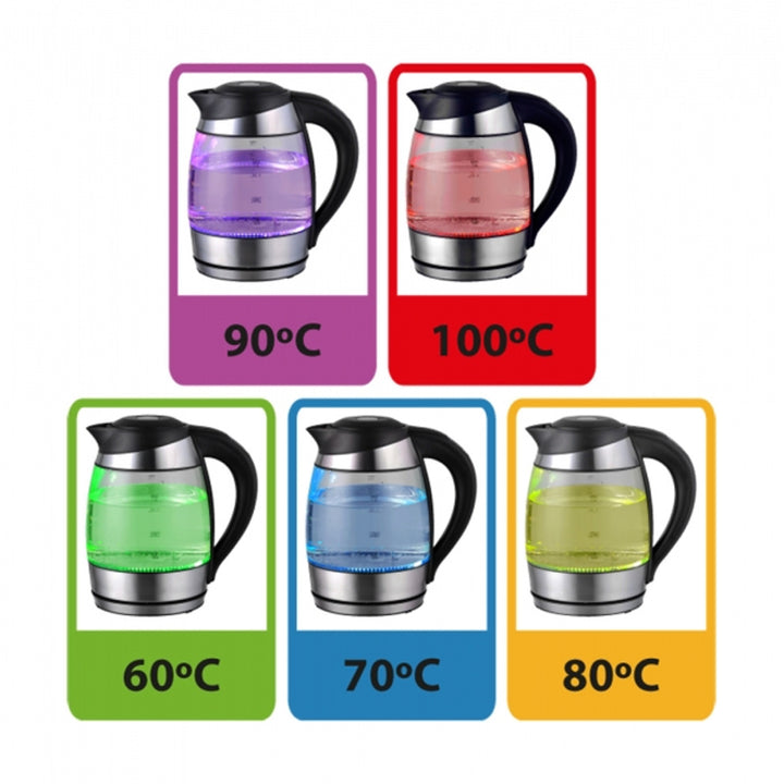Elektrische waterkoker, van glas, met LED-verlichting en thermostaat, 1,8 l, Esperanza