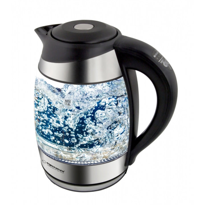 Elektrische waterkoker, van glas, met LED-verlichting en thermostaat, 1,8 l, Esperanza