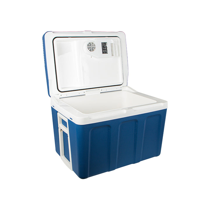 Blow-koelbox voor in de auto, met wieltjes, inhoud 42 l, verwarmingsstand, spanning DC 12 V en AC 100 V-240 V, 44-210