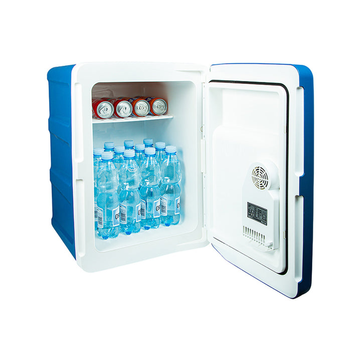 Blow-koelbox voor in de auto, met wieltjes, inhoud 42 l, verwarmingsstand, spanning DC 12 V en AC 100 V-240 V, 44-210