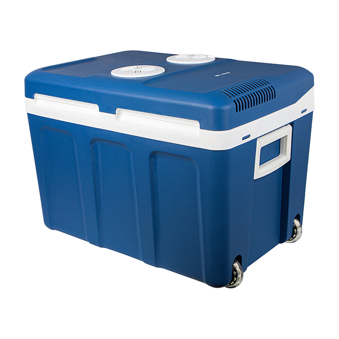Blow-koelbox voor in de auto, met wieltjes, inhoud 42 l, verwarmingsstand, spanning DC 12 V en AC 100 V-240 V, 44-210